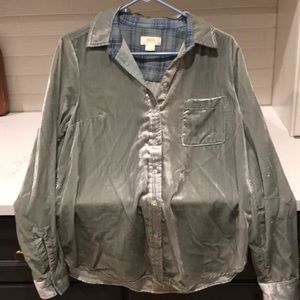 Velour button down shirt